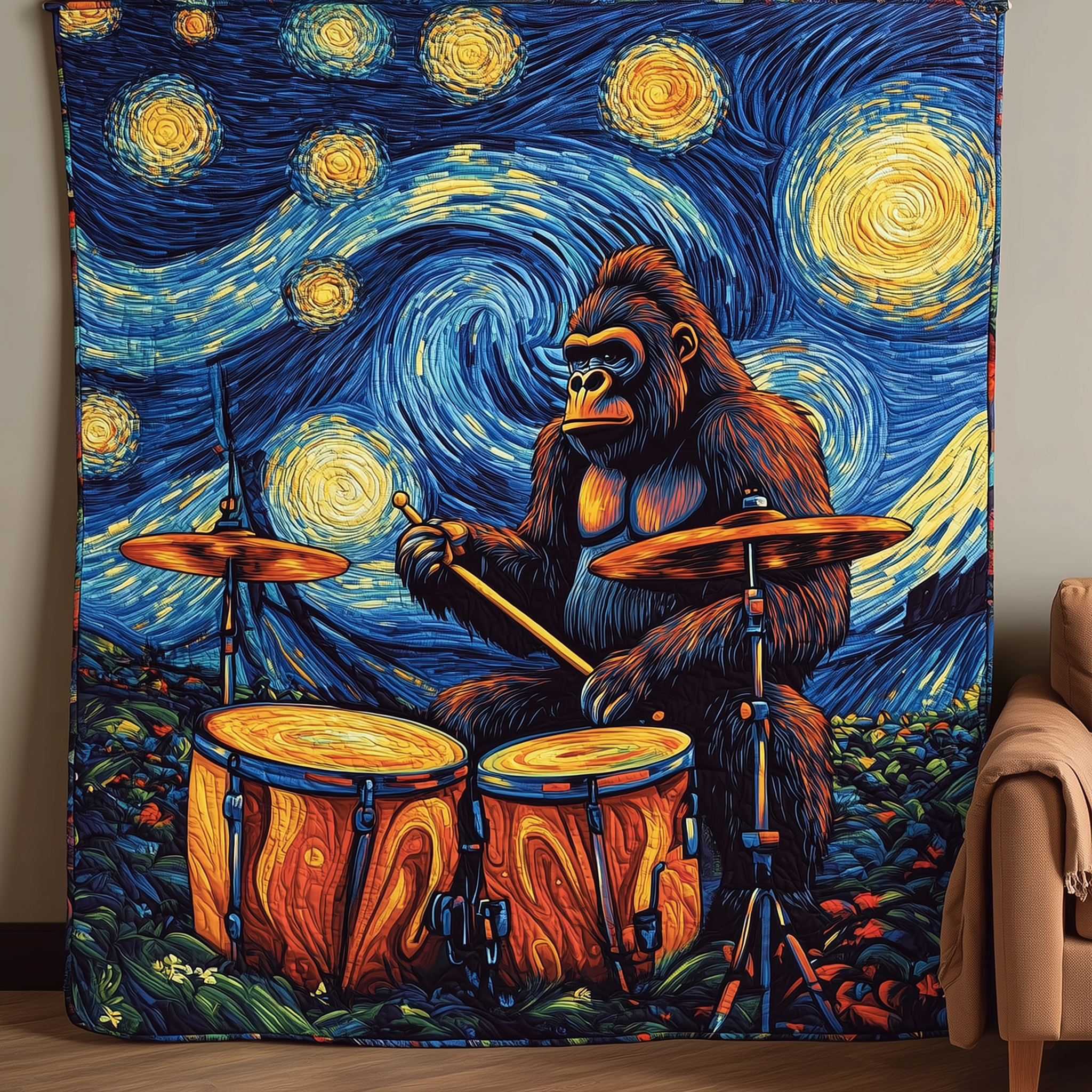Drum Starry Night Quilted Blanket Christmas Throw Blanket Christmas Presents For Mom