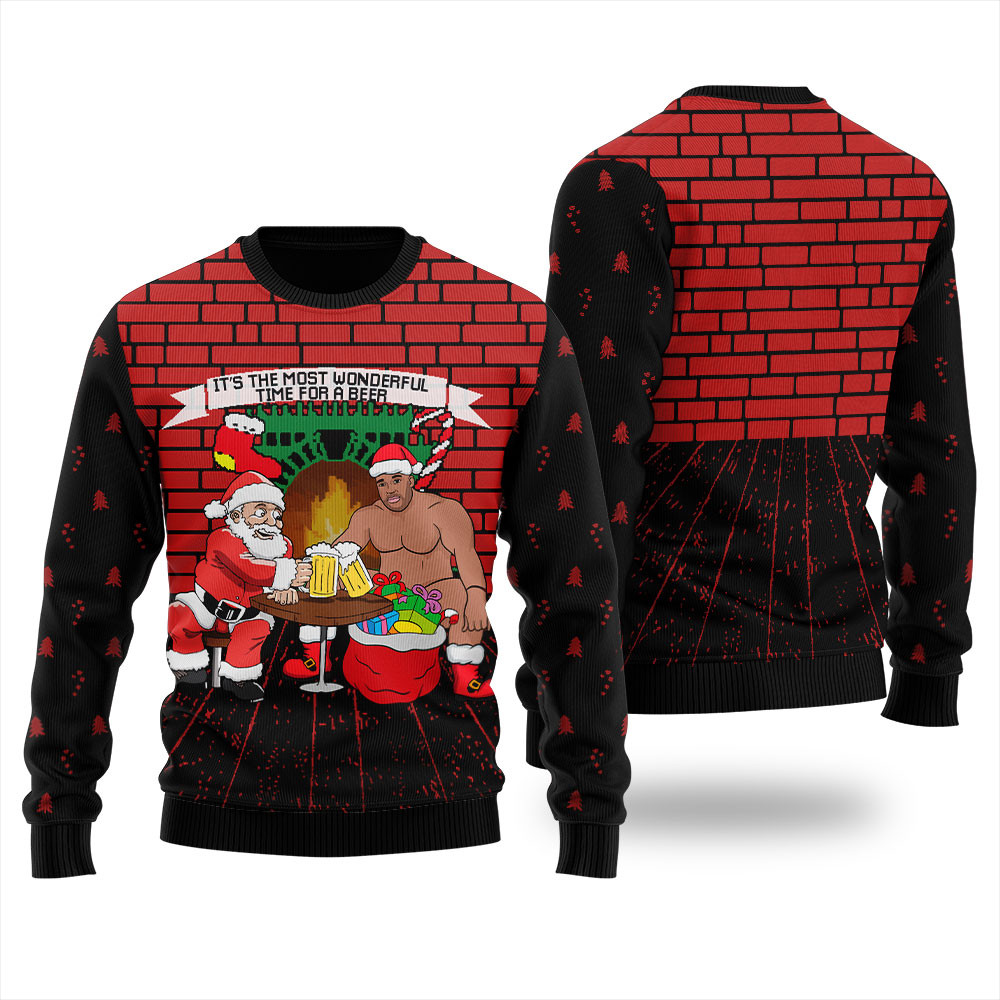 Drunk Santa With Barry Wood Christmas Sweater Women Comfortable Holiday Sweater for Chilly Nights