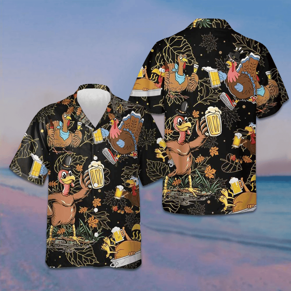 Drunk Turkey Thanksgiving Hawaiian Shirt Funny Thanksgiving Shirt Gifts For Friends