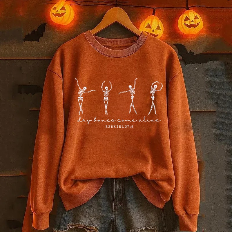 Dry Bones Come Alive Ezekiel 37 Dancing Skeleton Sweatshirt Christian Halloween Outfit Gift