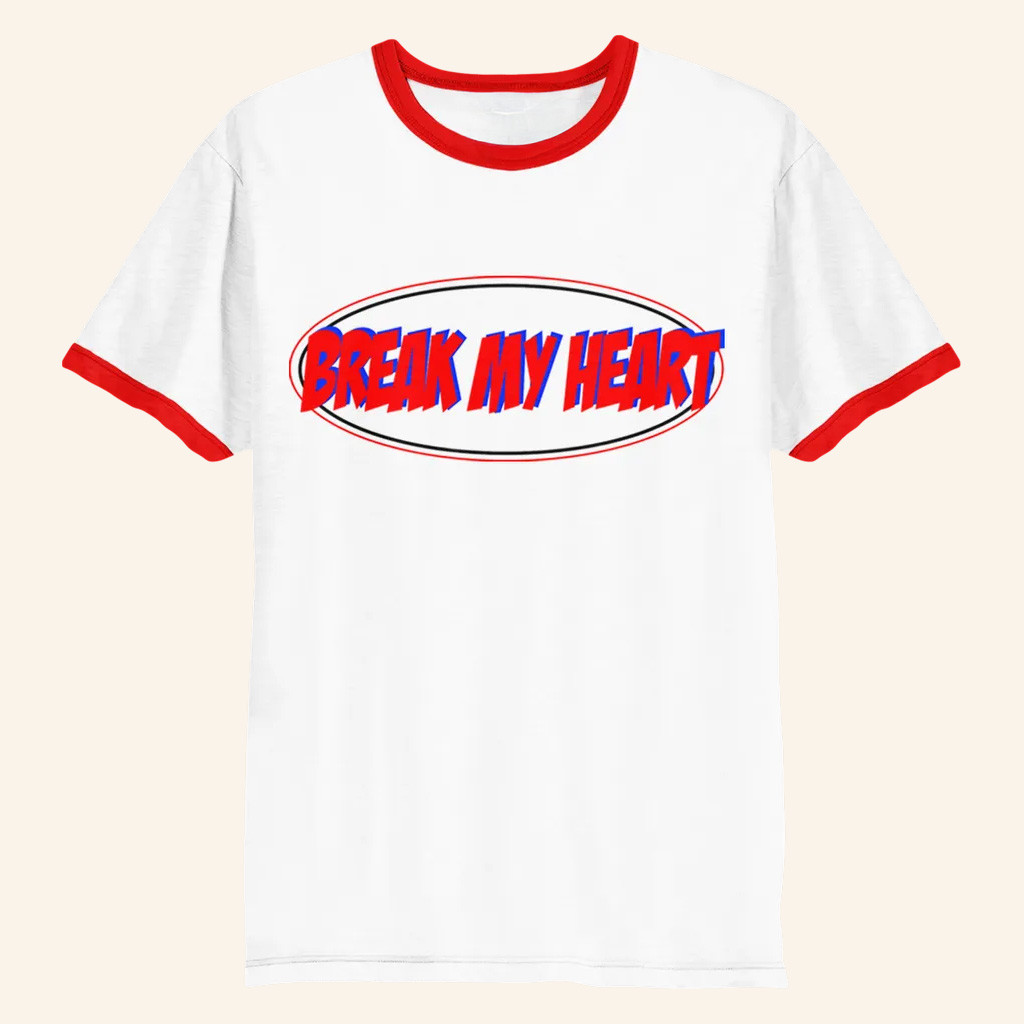 Dua Lipa Merch Break My Heart Ringer Shirt Music Gift Ideas For Guys