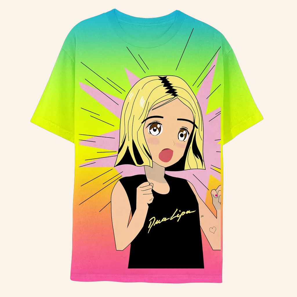 Dua Lipa Merch Gradient Manga T-Shirt Gifts For Music Enthusiasts