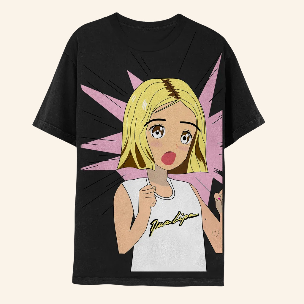 Dua Lipa Merch Manga Black T-Shirt Cool Gifts For Music Lovers