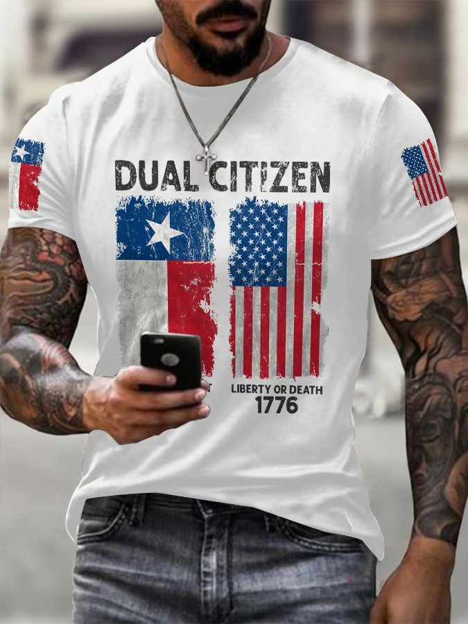 Dual Citizen Liberty Or Death 1776 T-Shirt Texas And America Patriotic Independence Day Fan Gift