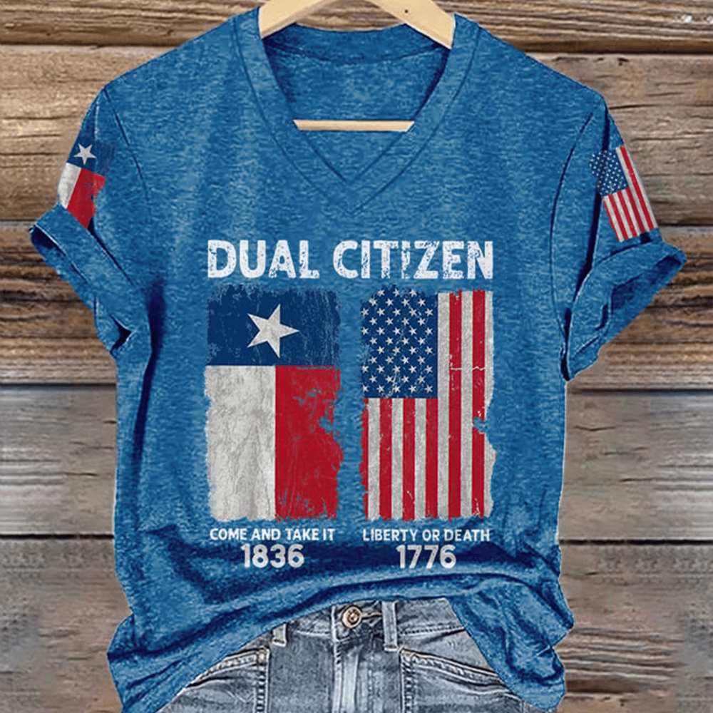 Dual Citizen Of Texas And USA V-Neck Shirt Texas History Clothes Gift Ideas For Wife