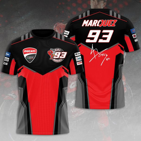 Ducati Lenovo Team x Marc Marquez 3D T-Shirt Gifts For Motorcycle Riders