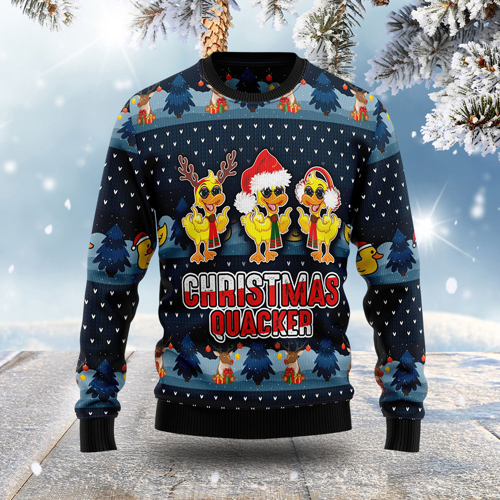 Duck Christmas Quacker Ugly Christmas Sweater Animal Themed Funny Duck Gifts