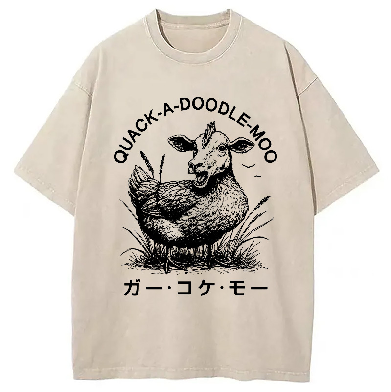 Duck Cow Funny Washed T-Shirt Soft Comfortable Daily T Shirt Gifts For BFF