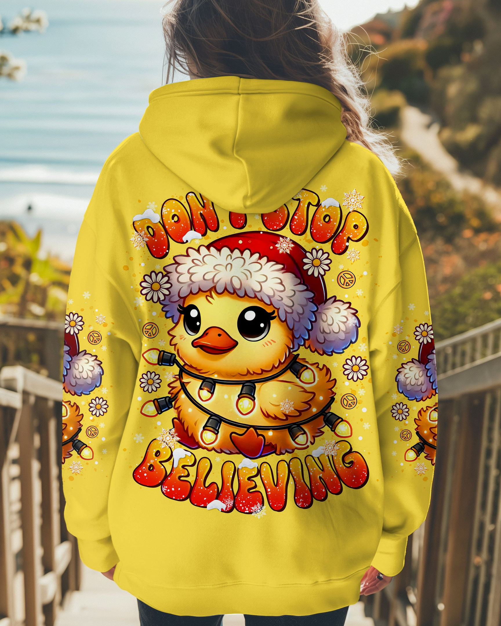 Duck Don't Stop Believing Christmas Hoodie Hopeful Xmas Clothing Gifts For Duck Lovers