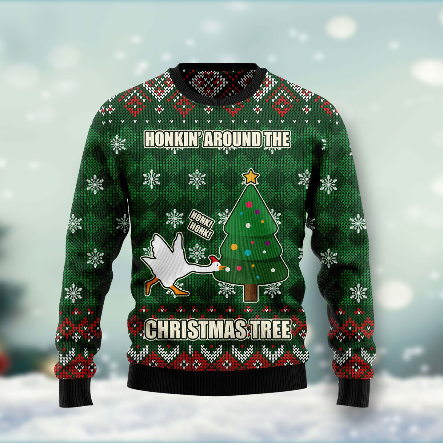 Duck Honking Around Christmas Tree Ugly Xmas Sweaters Cute Xmas Apparel Duck Christmas Gifts
