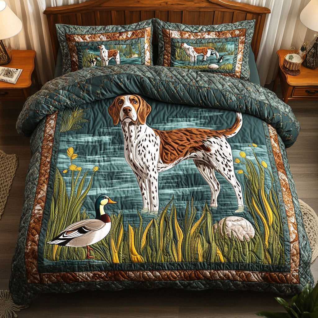 Duck Hunting GSP Quilted Bedding Set Cozy Bedroom Decor Cool Gifts For Dog