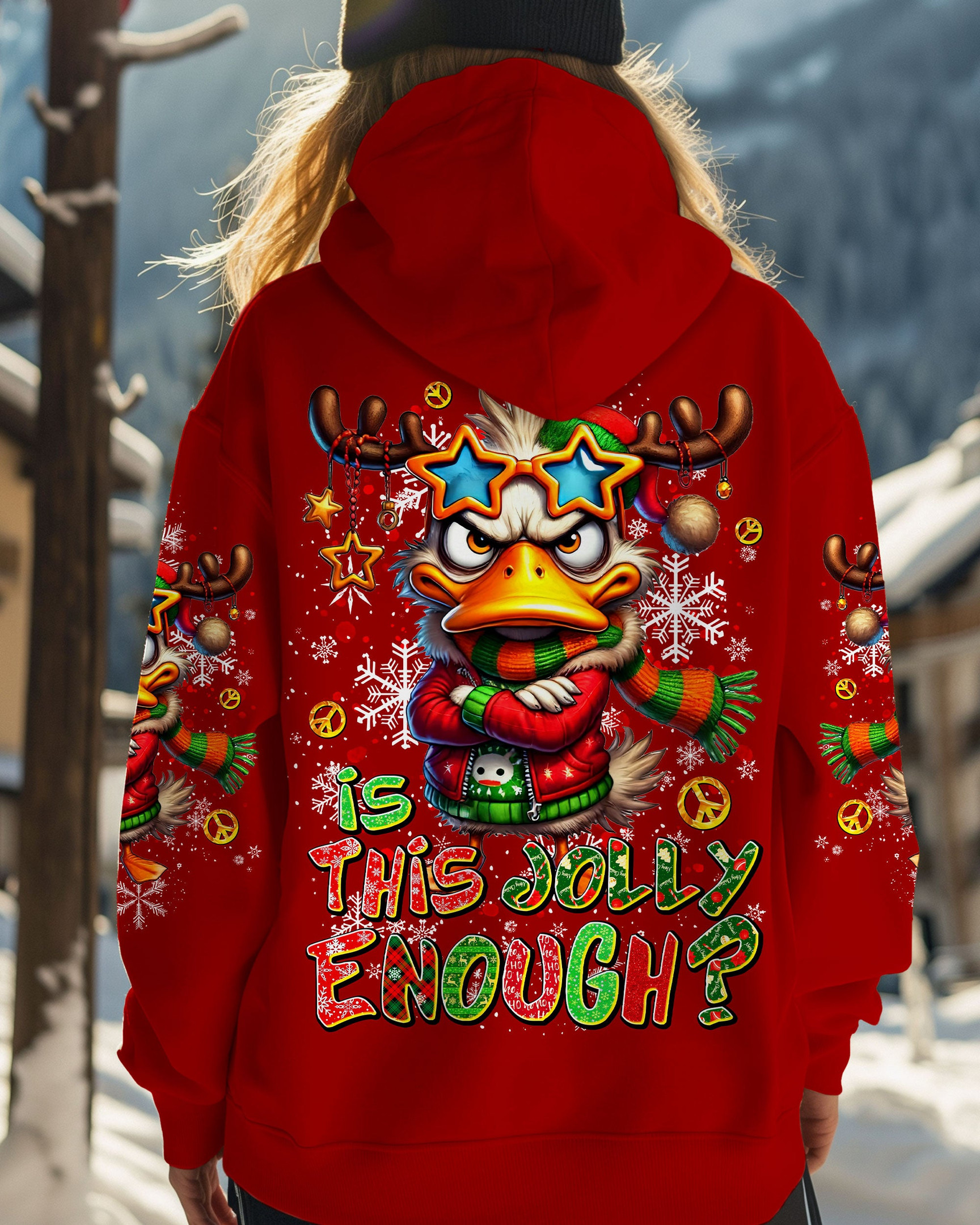 Duck Is This Jolly Enough Christmas Hoodie Best Funny Xmas Apparel Cozy Duck Gifts