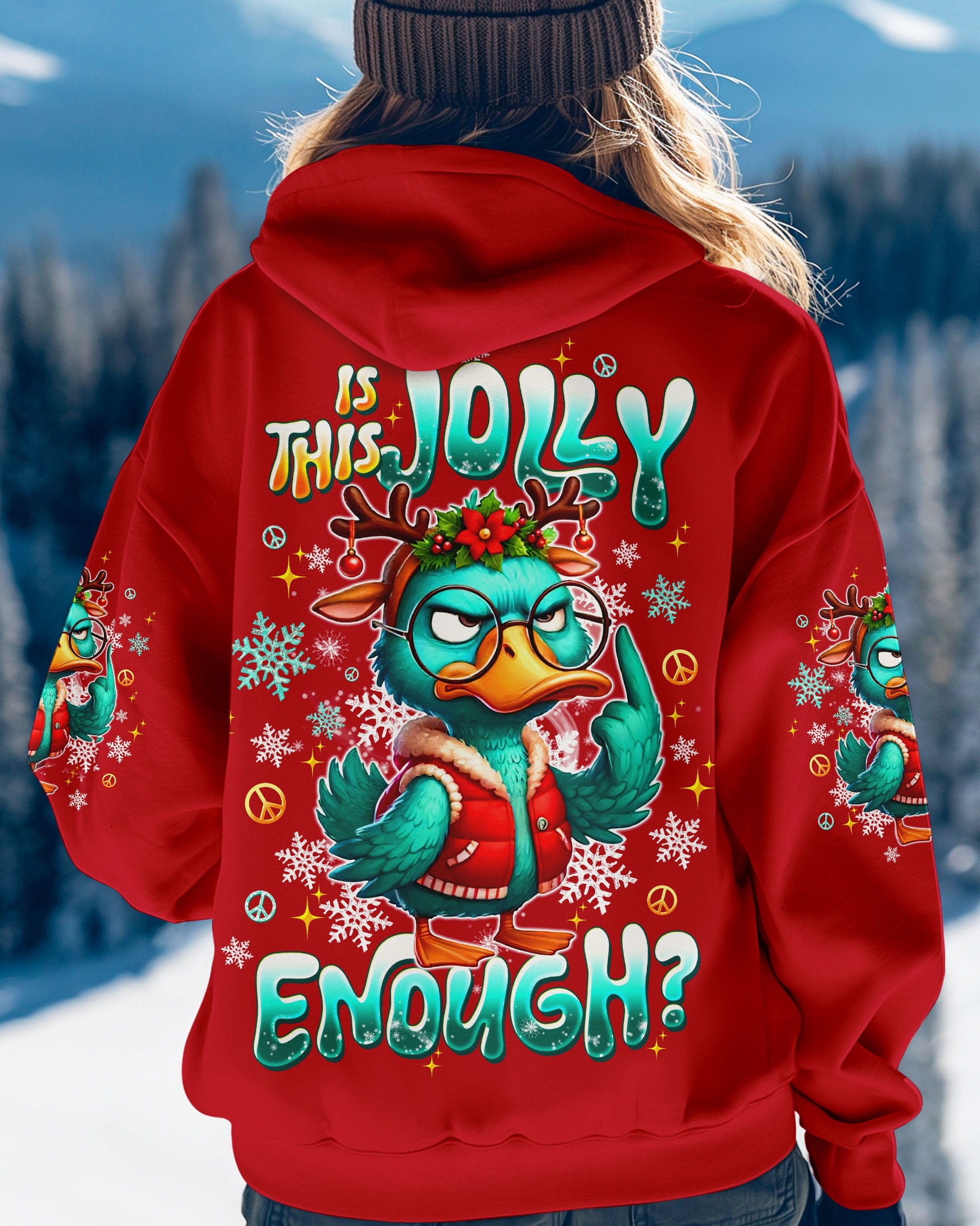 Duck Is This Jolly Enough Christmas Hoodie Peaceful Symbol Clothing Gifts Duck Based Gifts