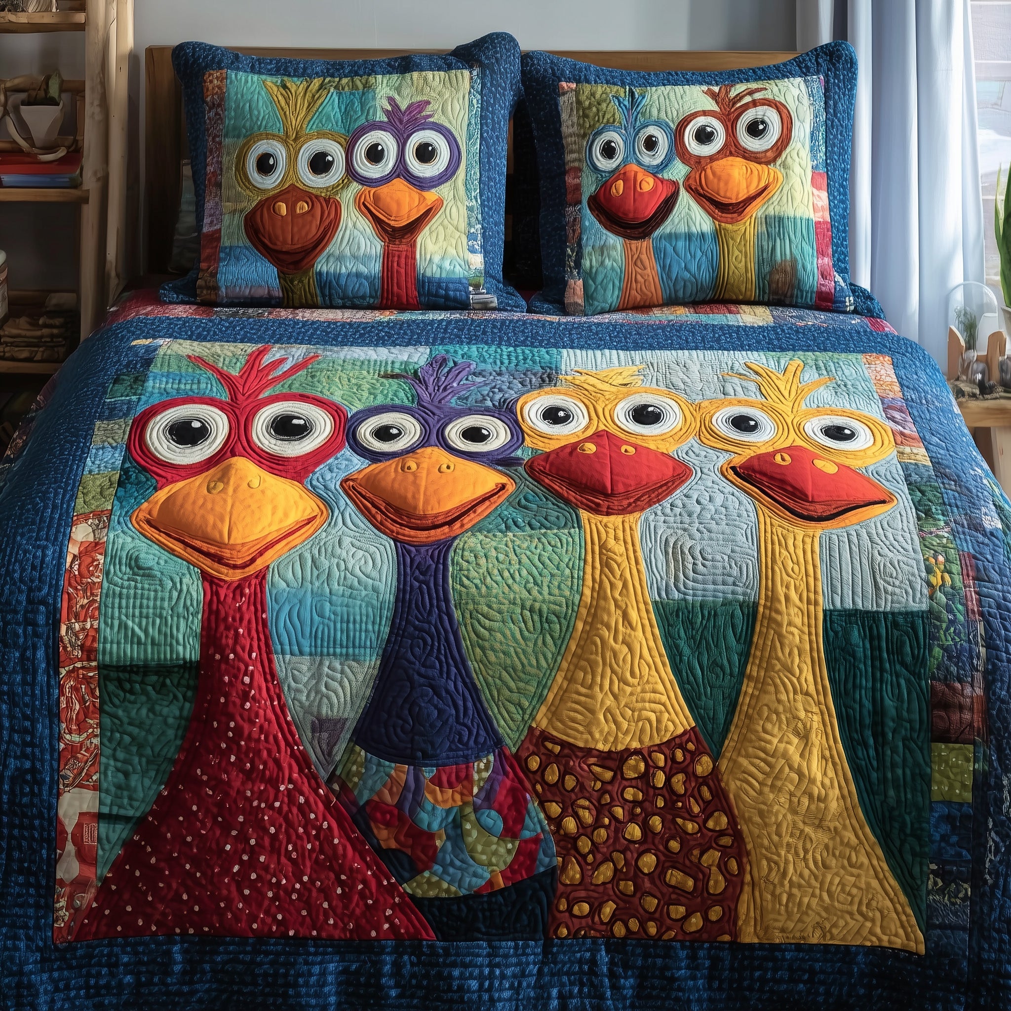 Duck Paradise Quilted Bedding Set Duvet Cover Bedspread Duck Christmas Presents