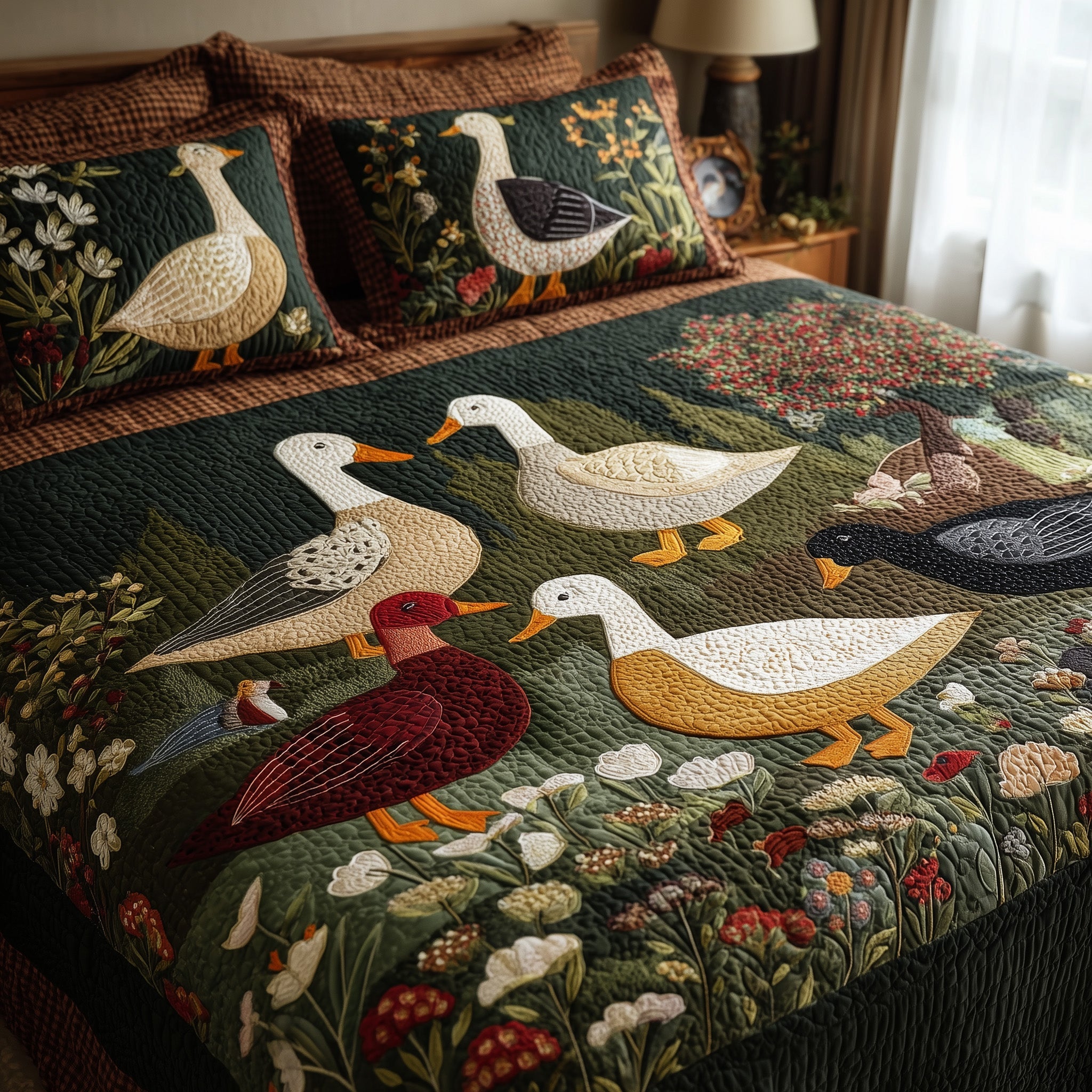 Duck Paradise Quilted Bedding Set Duvet Cover Bedspread Duck Gifts For Duck Lovers