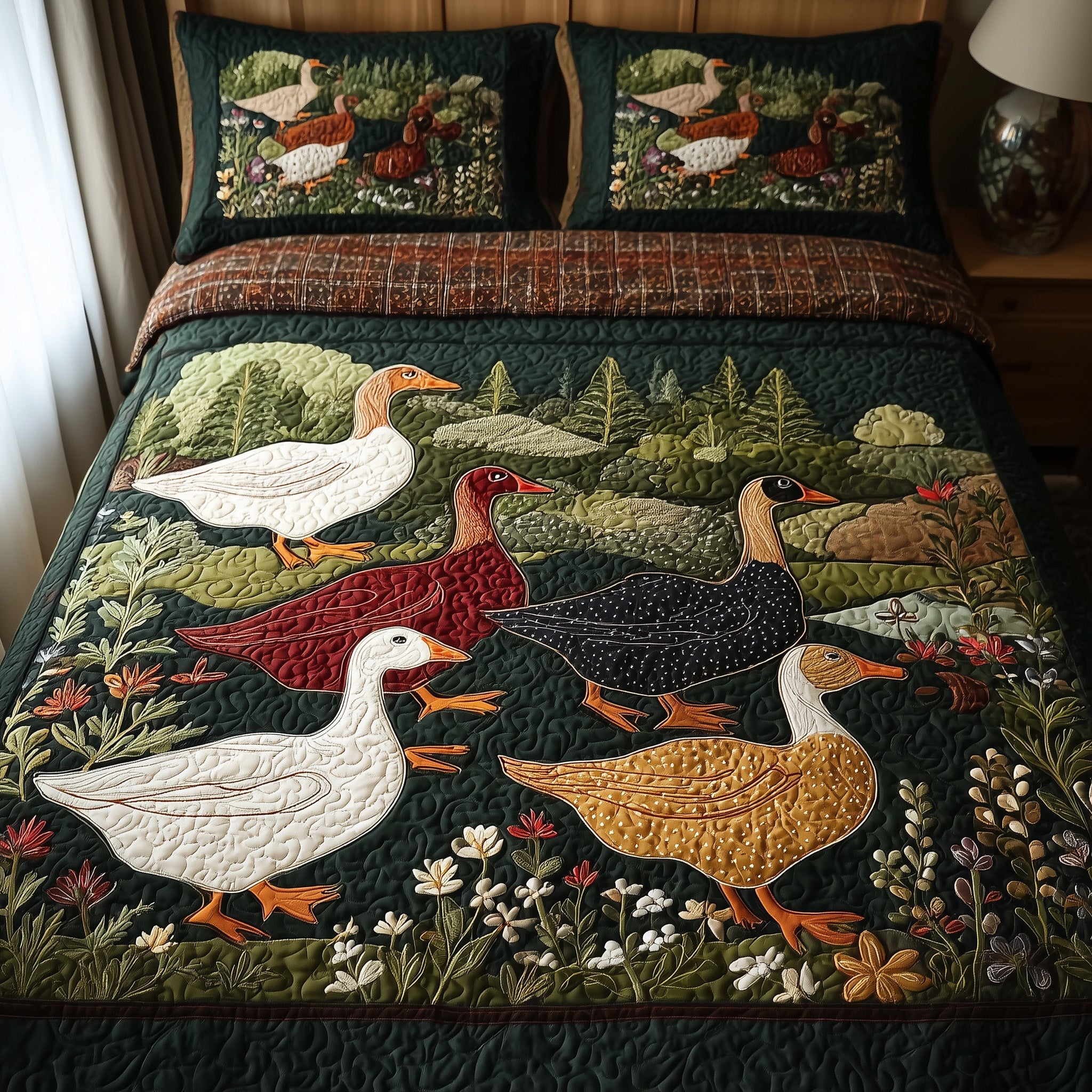 Duck Paradise Quilted Bedding Set For Women