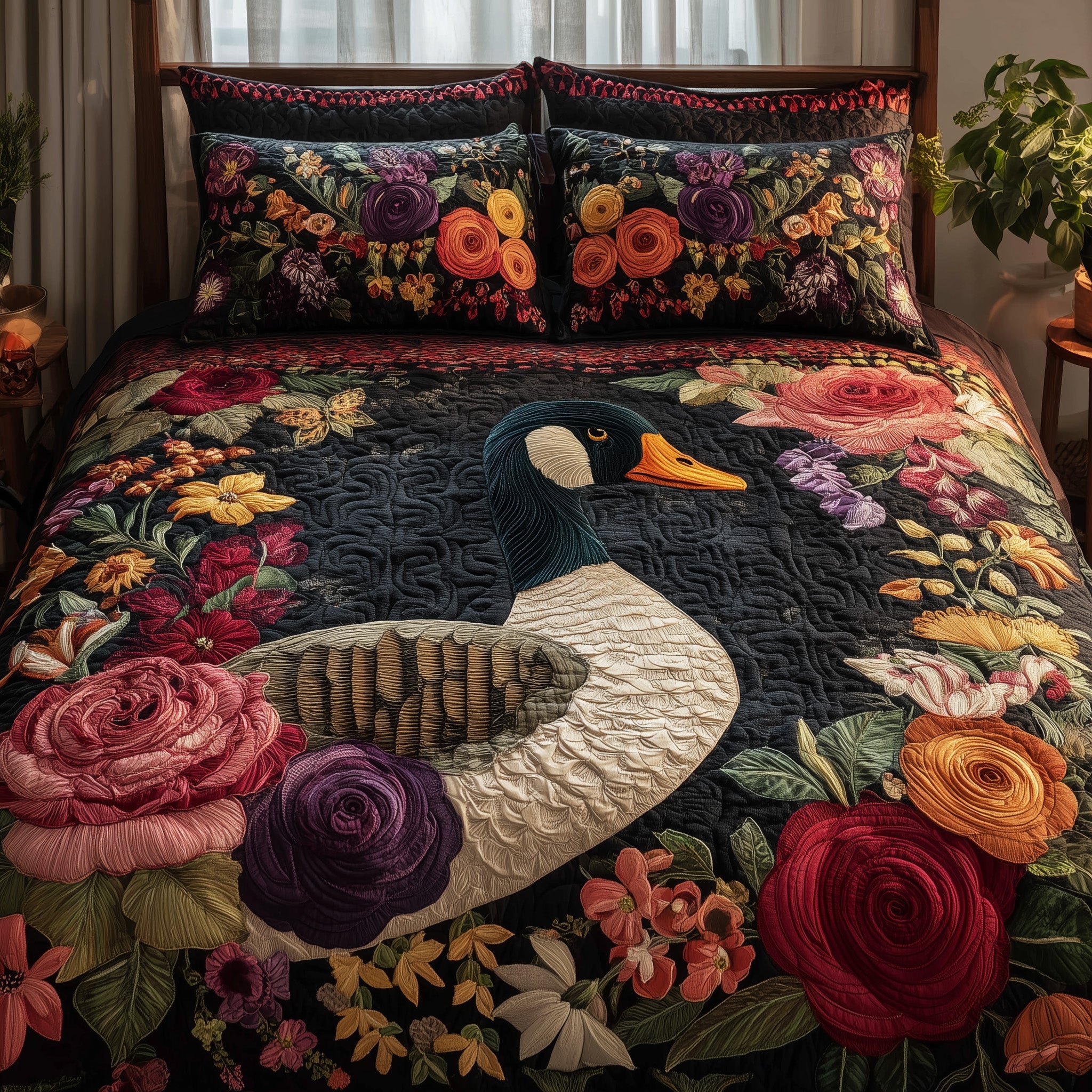 Duck Paradise Quilted Bedding Set New Home Gift