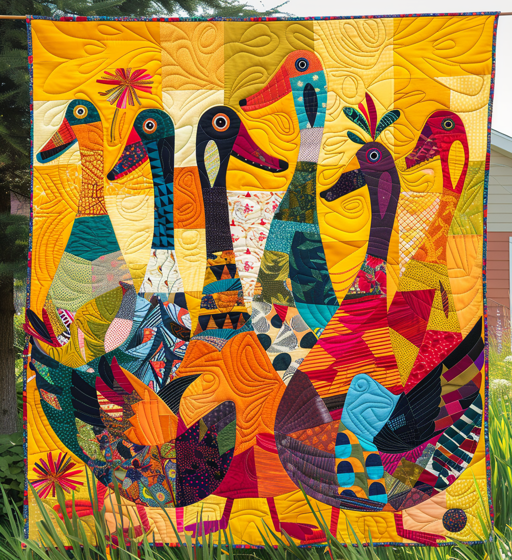 Duck Playground Quilted Blanket Farm Animal Blanket