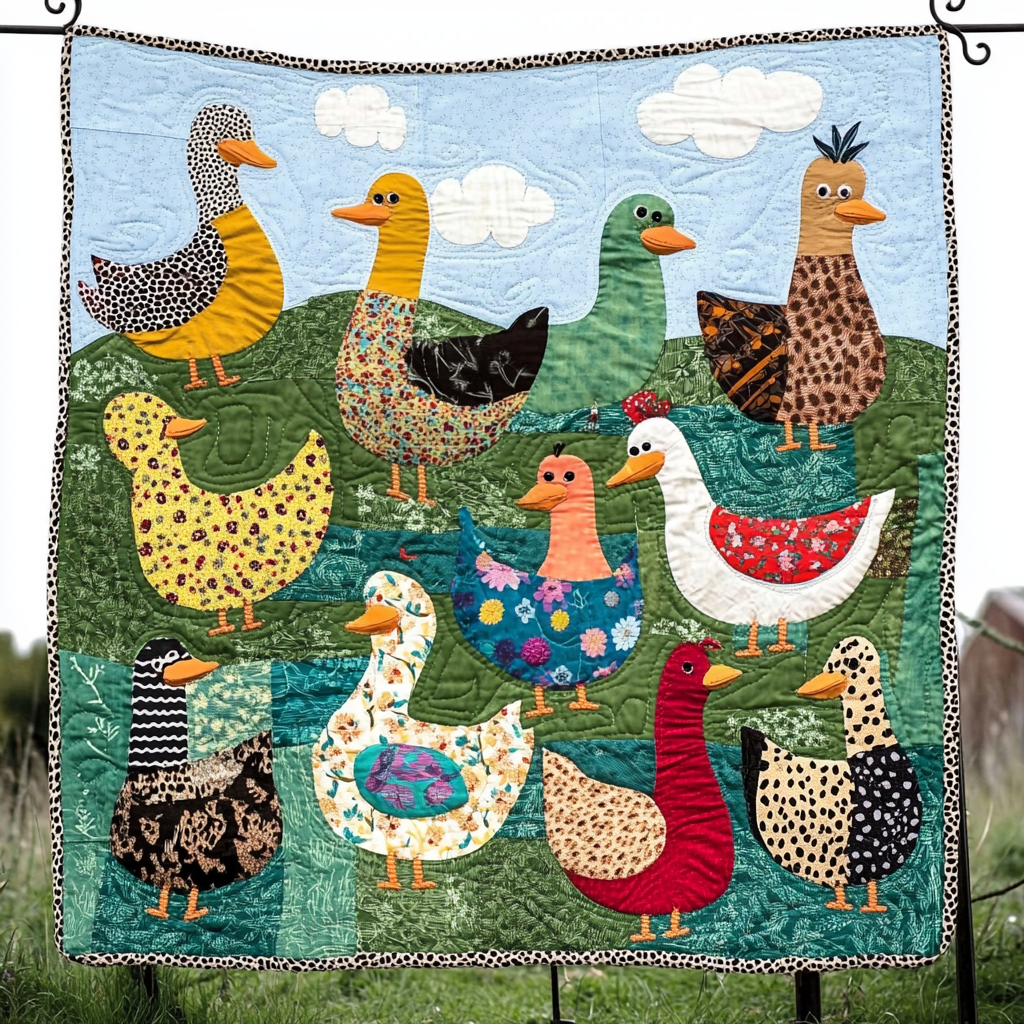 Duck Pond Dream Quilted Blanket Farm Animal Blanket