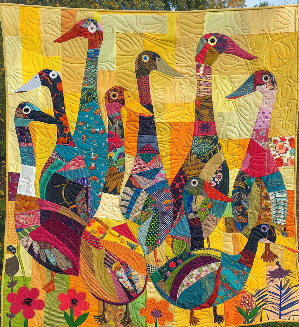 Duck Sunny Vibes Quilted Blanket Farm Animal Blanket