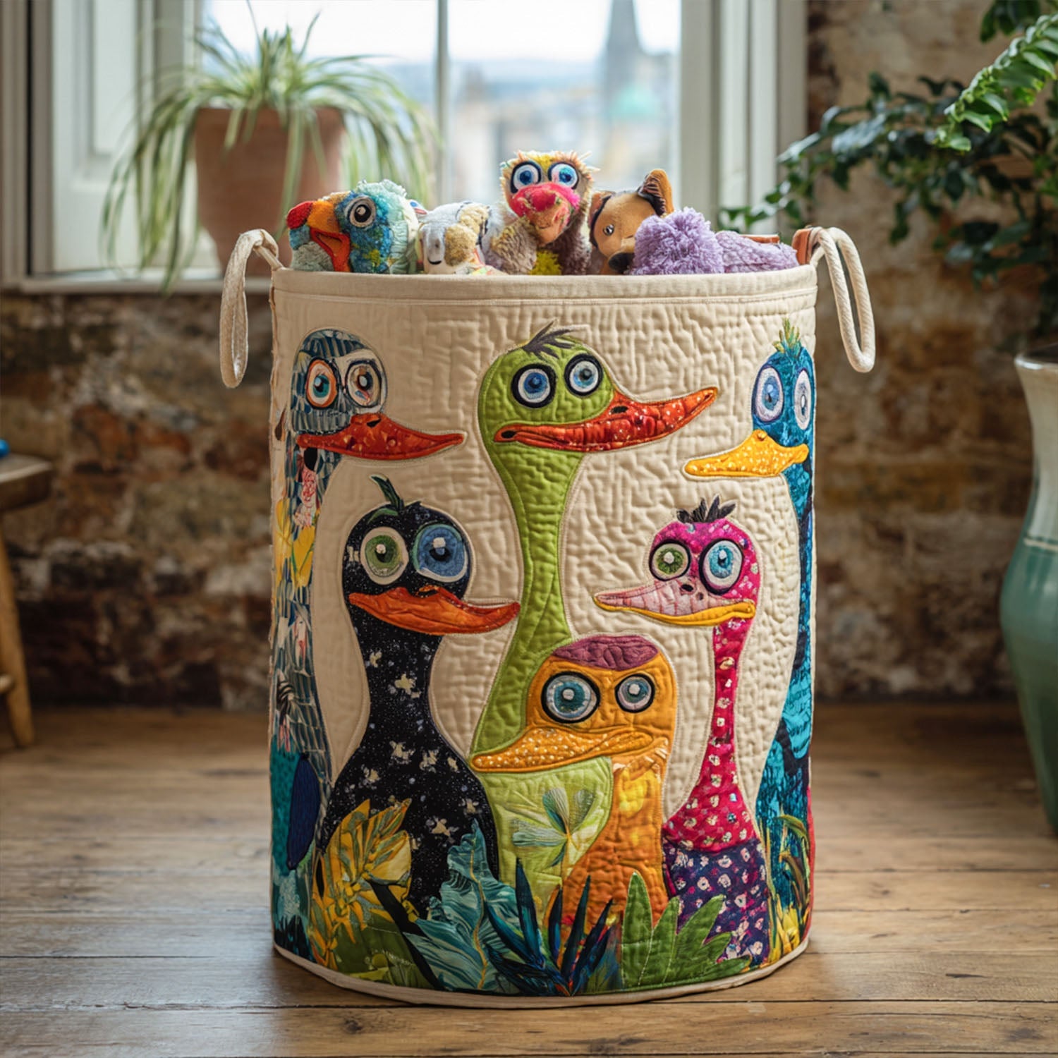 Duckling Doodles Quilted Laundry Basket Merch For Him