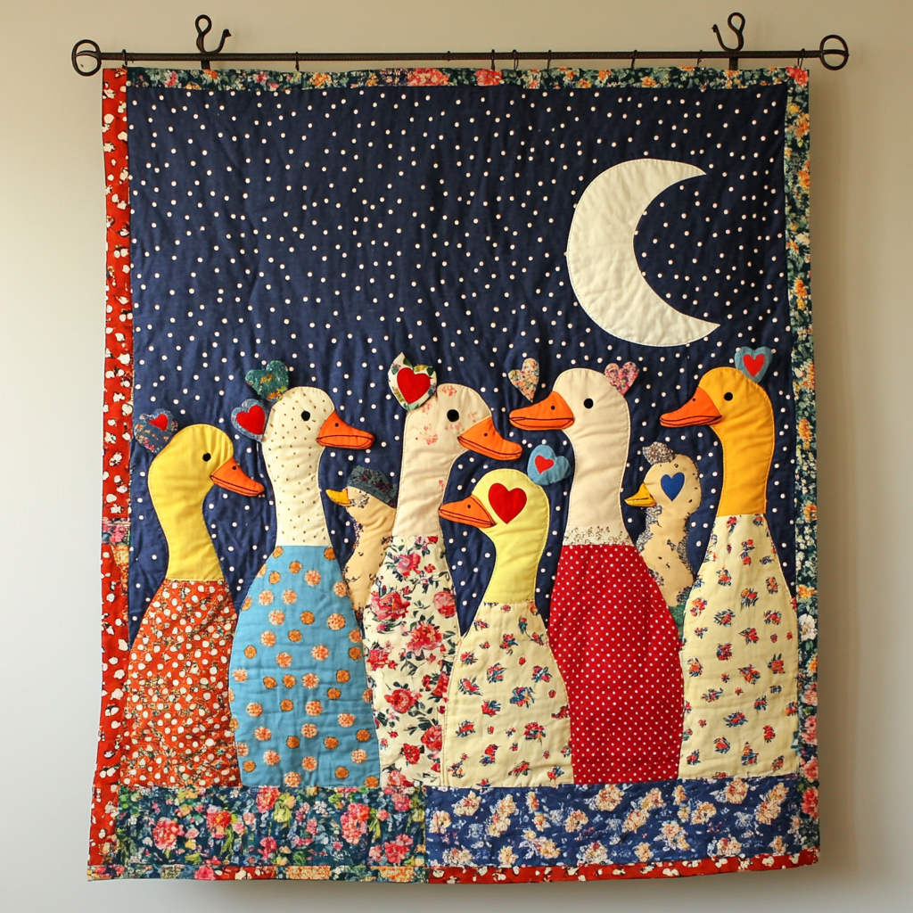 Duckling Drift Quilted Blanket Duck Gifts For Duck Lovers
