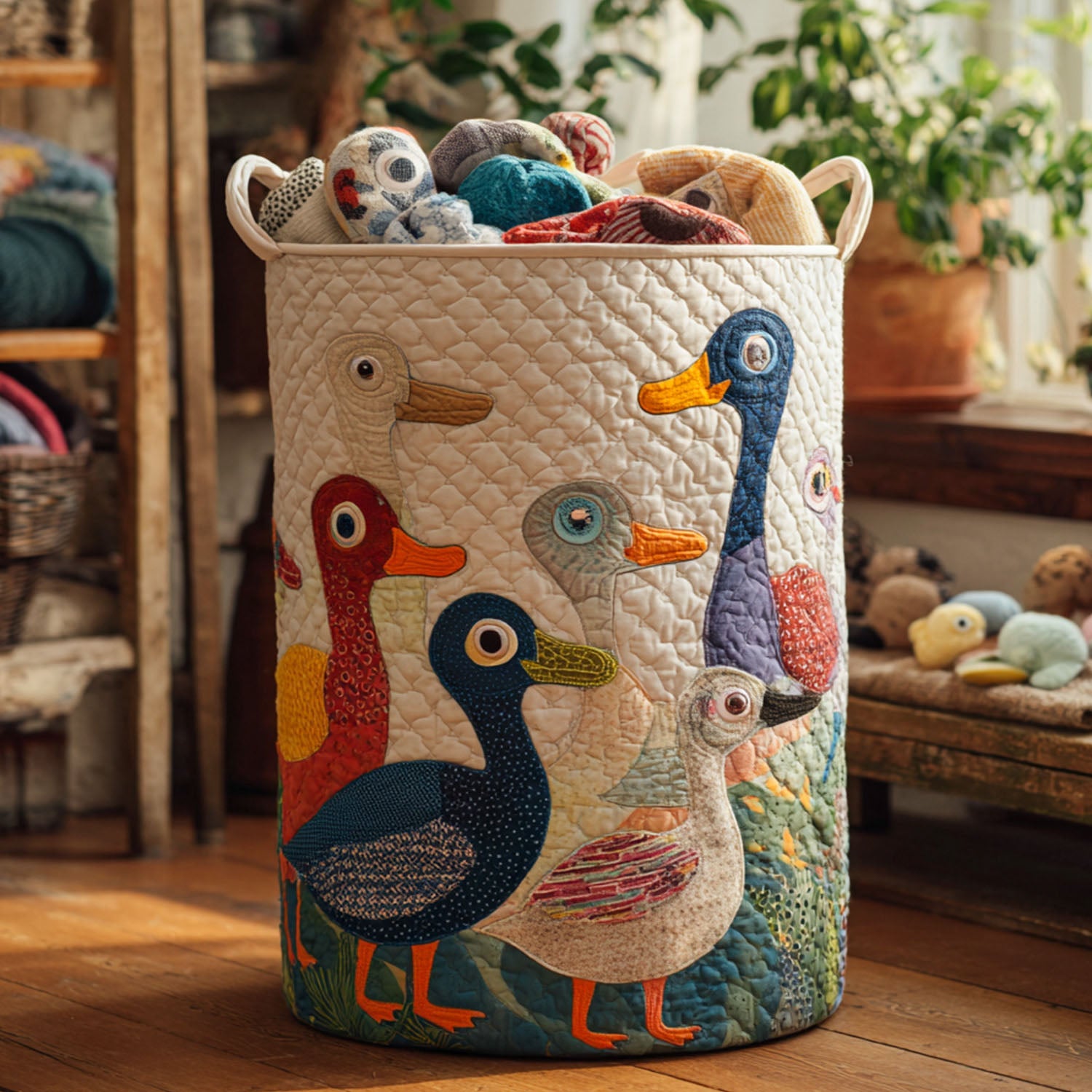 Ducky Days Quilted Laundry Basket Graduation Merch Gift