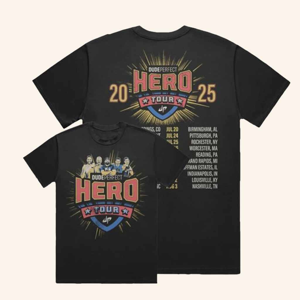 Dude Perfect Merch Hero Tour 2025 T-Shirt Christmas Gifts For Brother Dude Perfect Merch Hero Tour 2025 T-Shirt Christmas Gifts For Brother