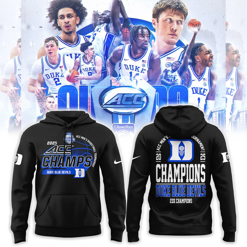 Duke Acc Championship Hoodie 2025 ACC Men's Basketball Conference Tournament 23x Champions