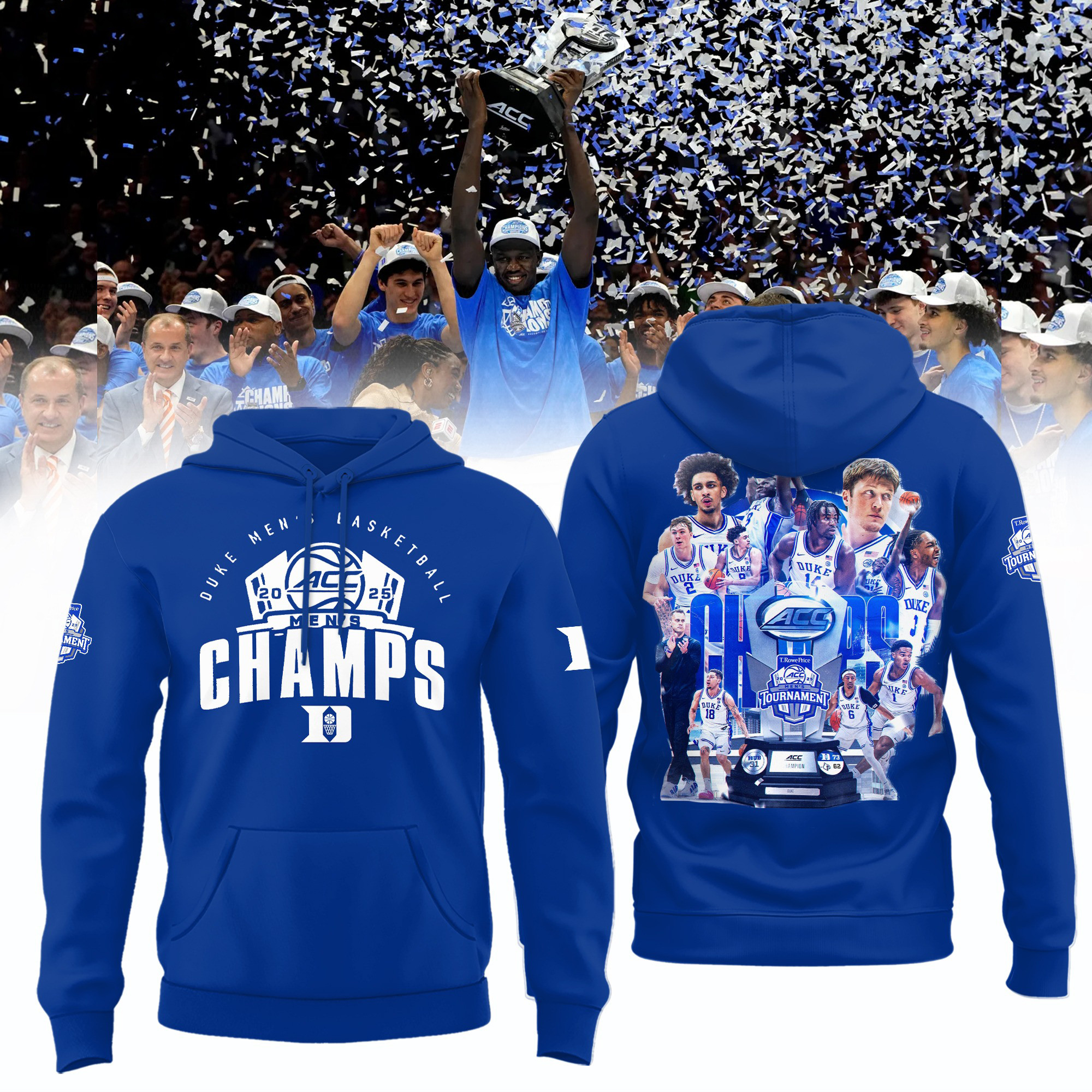 Duke ACC Championship Hoodie 2025 Duke Blue Devils ACC Champions Merch Hooded Sweatshirt