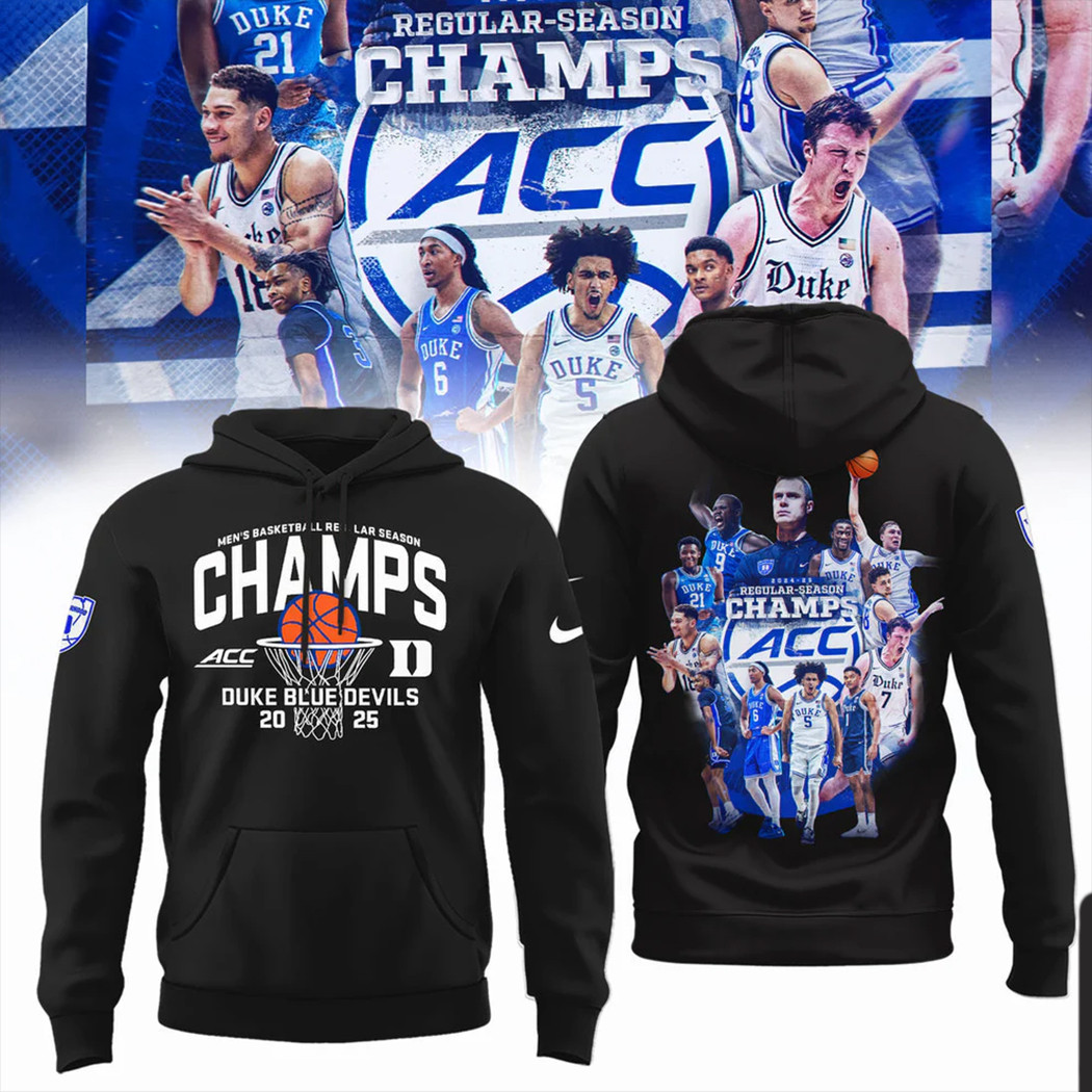 Duke Acc Championship Hoodie Duke Blue Devils 2025 ACC Men's Basketball Regular Season Champions