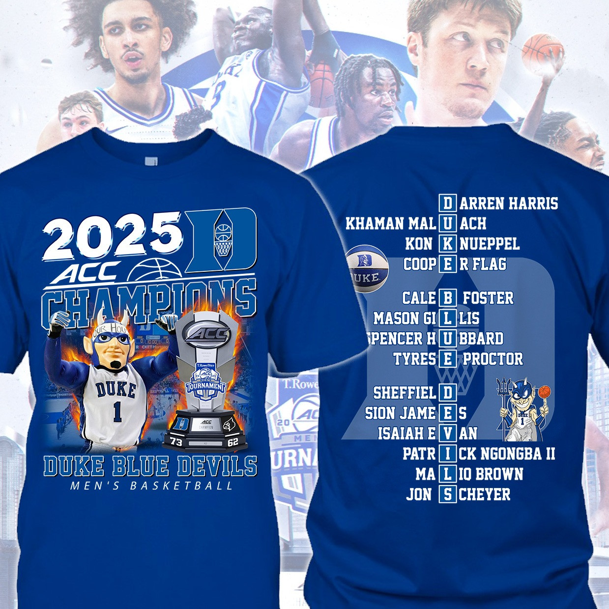 Duke ACC Championship T-Shirt 2025 Men's Basketball Duke Blue Devil Fan Best Gift Items