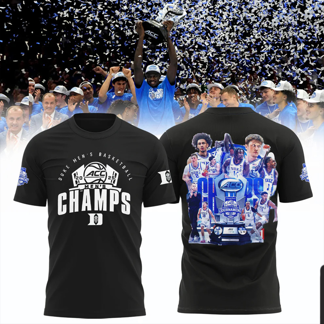 Duke ACC Championship T-Shirt For Fan 2025 ACC Men's Basketball Conference Tournament Champions