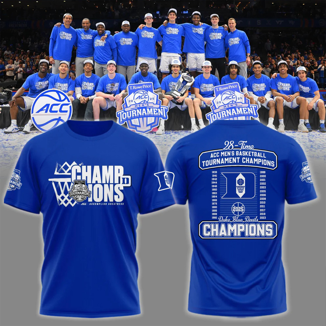 Duke Basketball T-Shirt For Fans ACC Men's Basketball Conference Tournament Champions