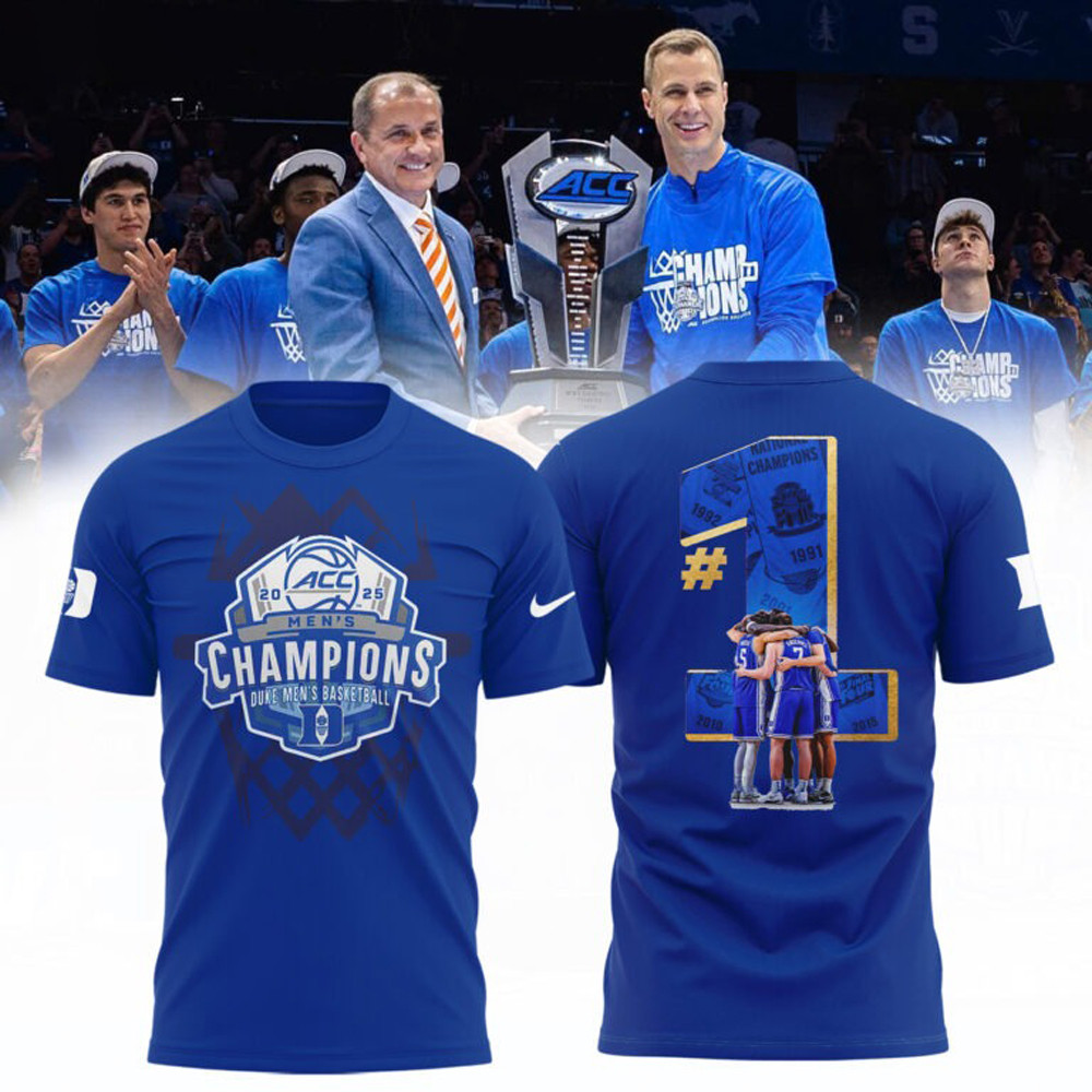 Duke Blue Devils 2025 ACC Men's Basketball Champions Shirt #1 Duke Championship Merch