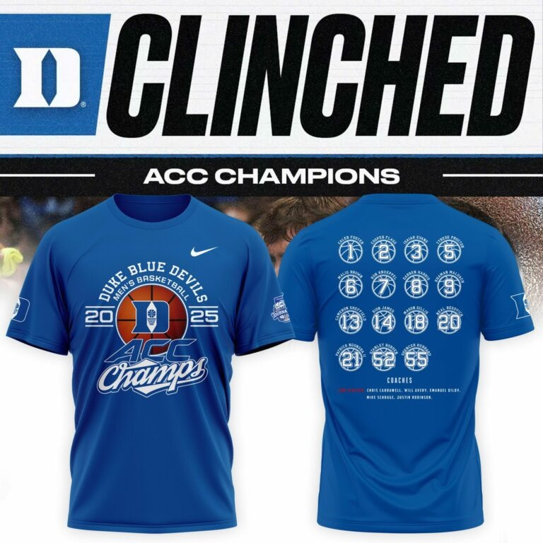 Duke Blue Devils 2025 ACC Men's Basketball Champions Shirt Unique Duke Blue Devils Fan Gifts