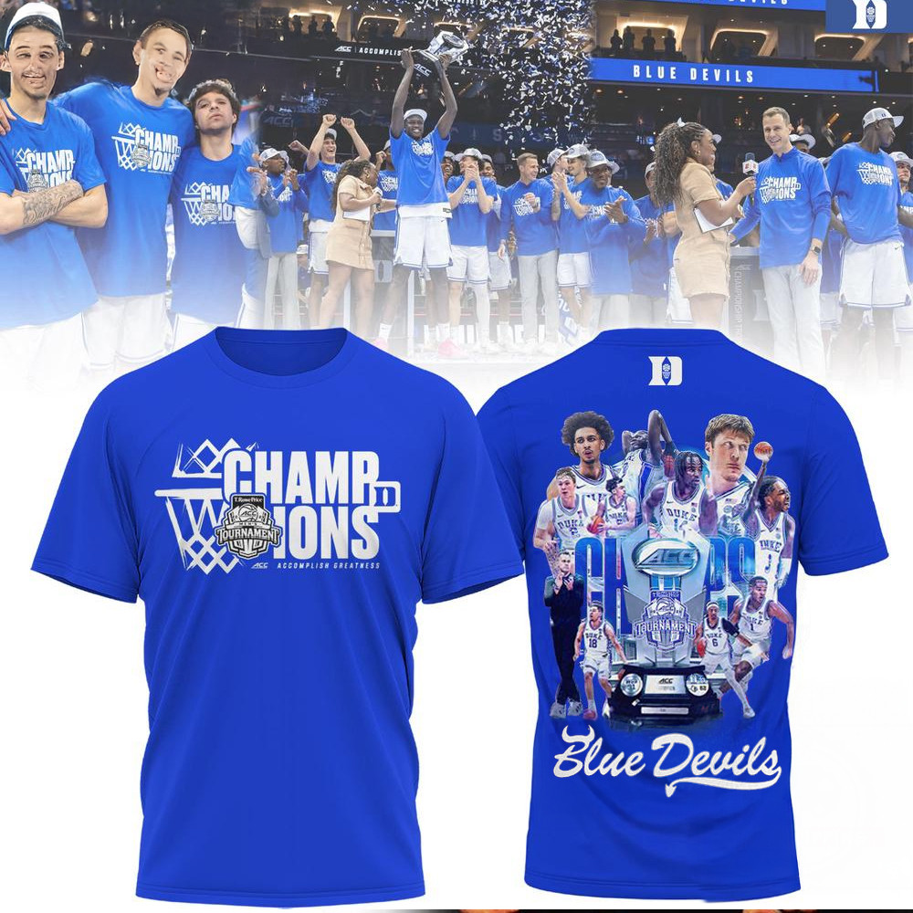 Duke Blue Devils 2025 ACC Men's Basketball Conference Tournament Champions Locker Room T-Shirt
