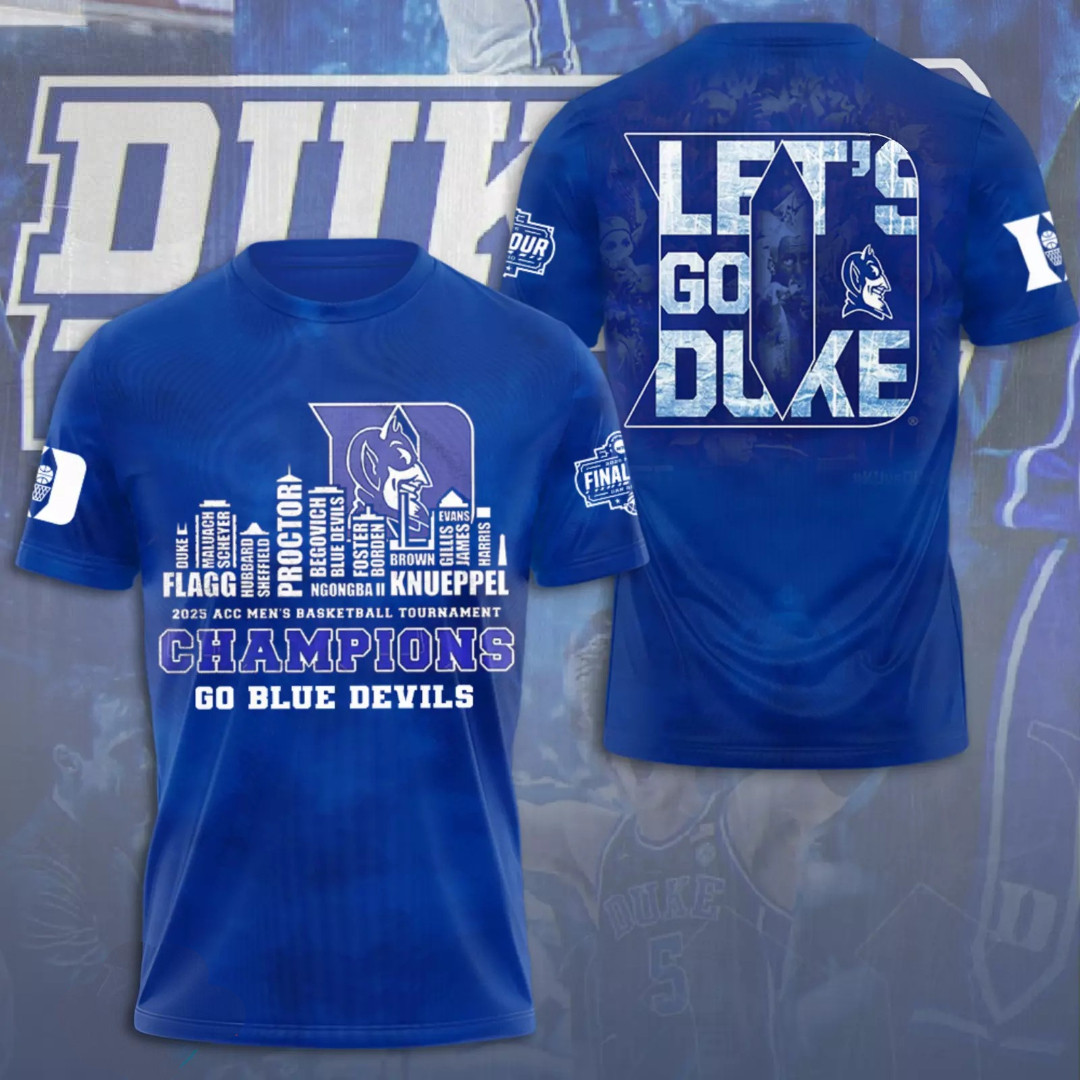 Duke Blue Devils 2025 Champions 3D T-Shirt Gifts For College Basketball Fans