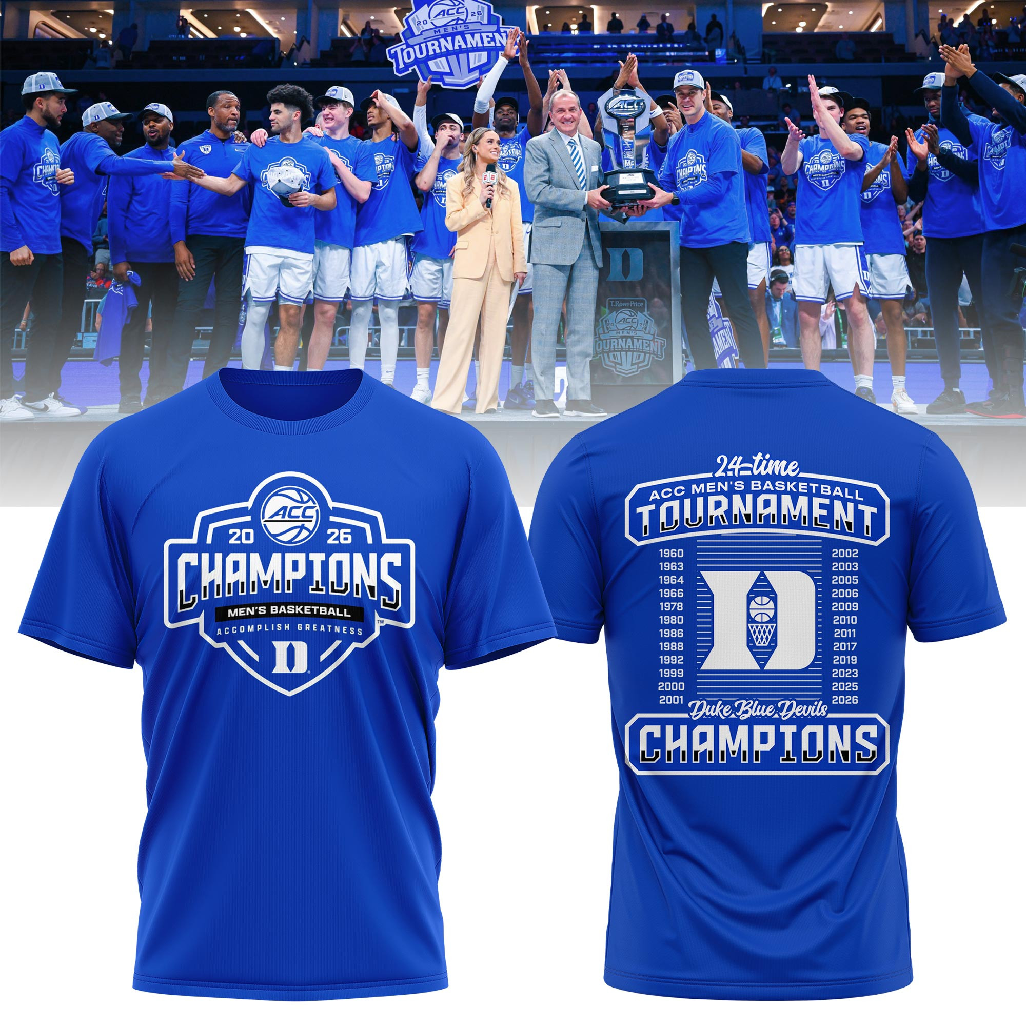 Duke Blue Devils 2026 ACC Men's Basketball Tournament Champions T-Shirt Game Day Shirt Fan Gear