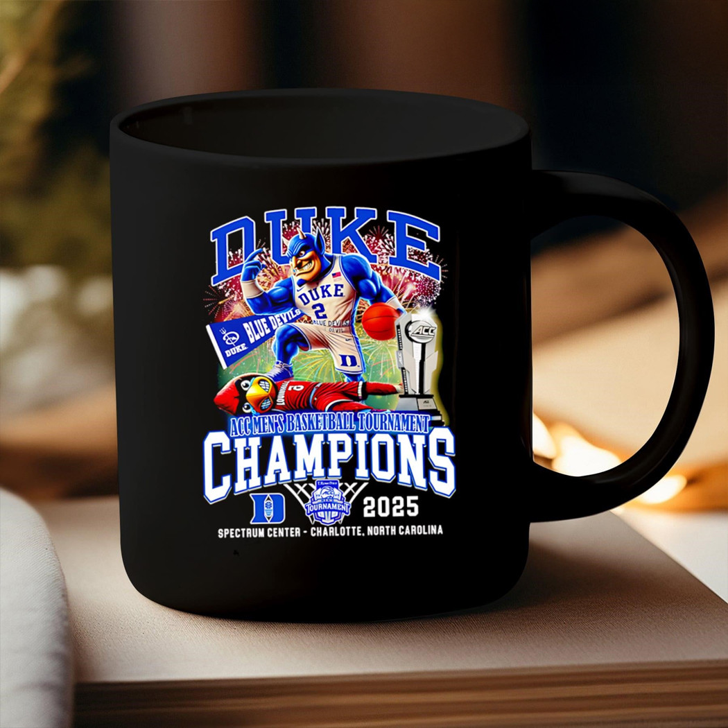 Duke Blue Devils ACC Men's Basketball Tournament Champions 2025 Mascot mug Acc Championship Mug