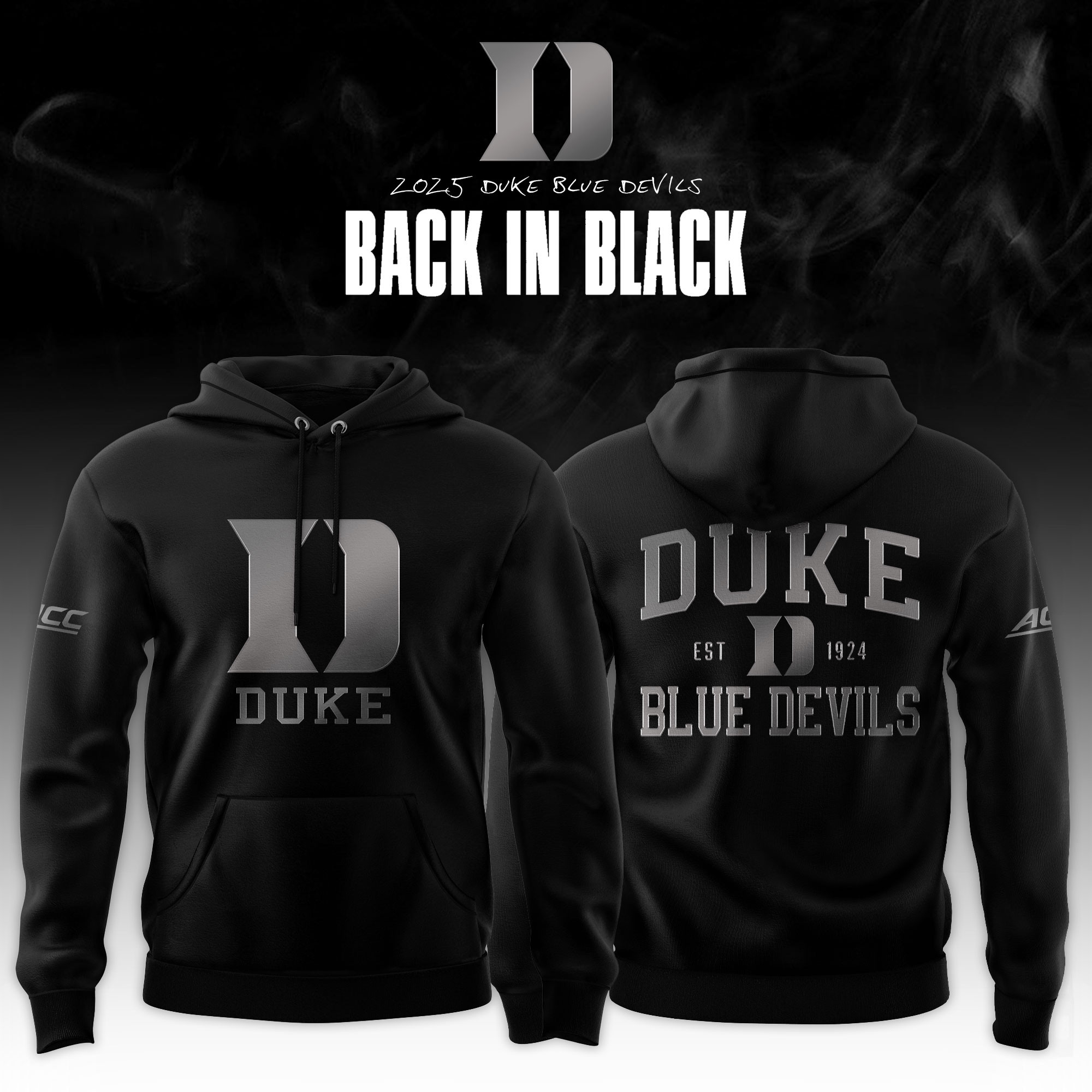 Duke Blue Devils Back In Black Hoodie Duke Blue Devils Merch Basketball Fan Gear