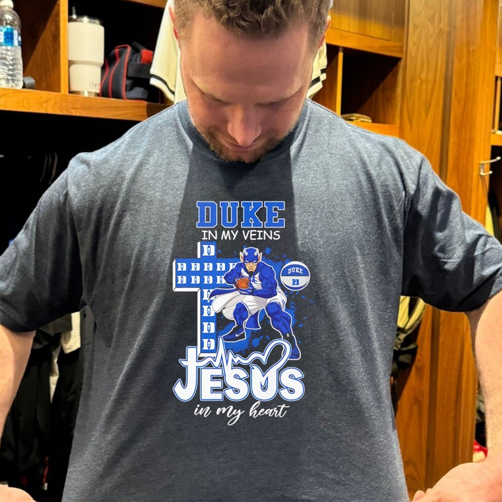 Duke Blue Devils In My Veins Jesus In My Heart Mascot Christian Cross Shirt Best Basketball Gifts Duke Blue Devils In My Veins Jesus In My Heart Mascot Christian Cross Shirt Best Basketball Gifts