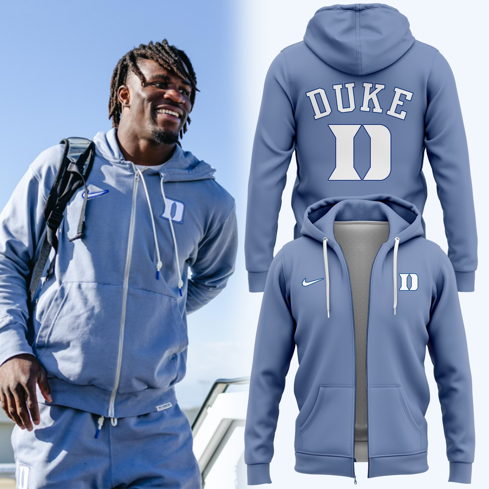 Duke Blue Devils Men's Basketball Zip Up Hoodie Gifts For Duke Fans Father's Day Gifts