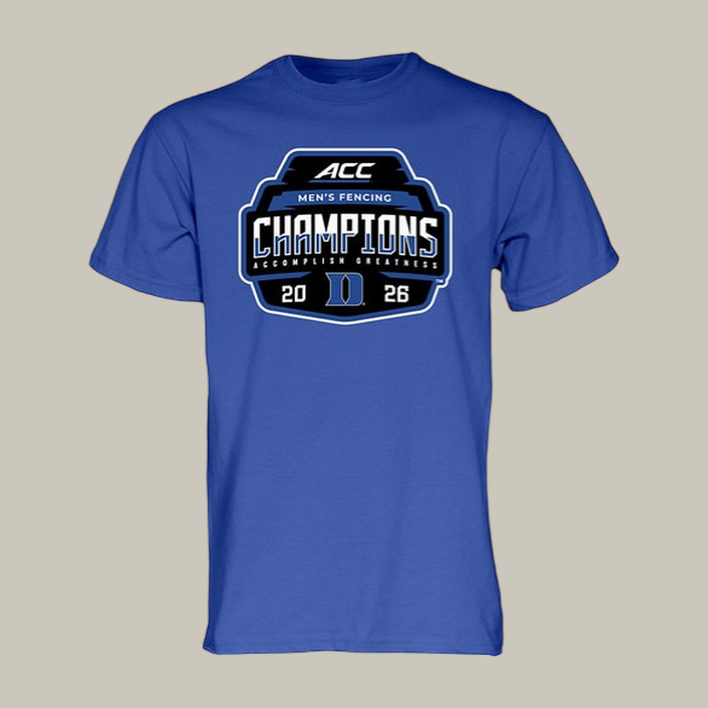 Duke Blue Devils Men's Fencing ACC Champs Locker Room 2026 T-Shirt Duke Blue Devils Merch
