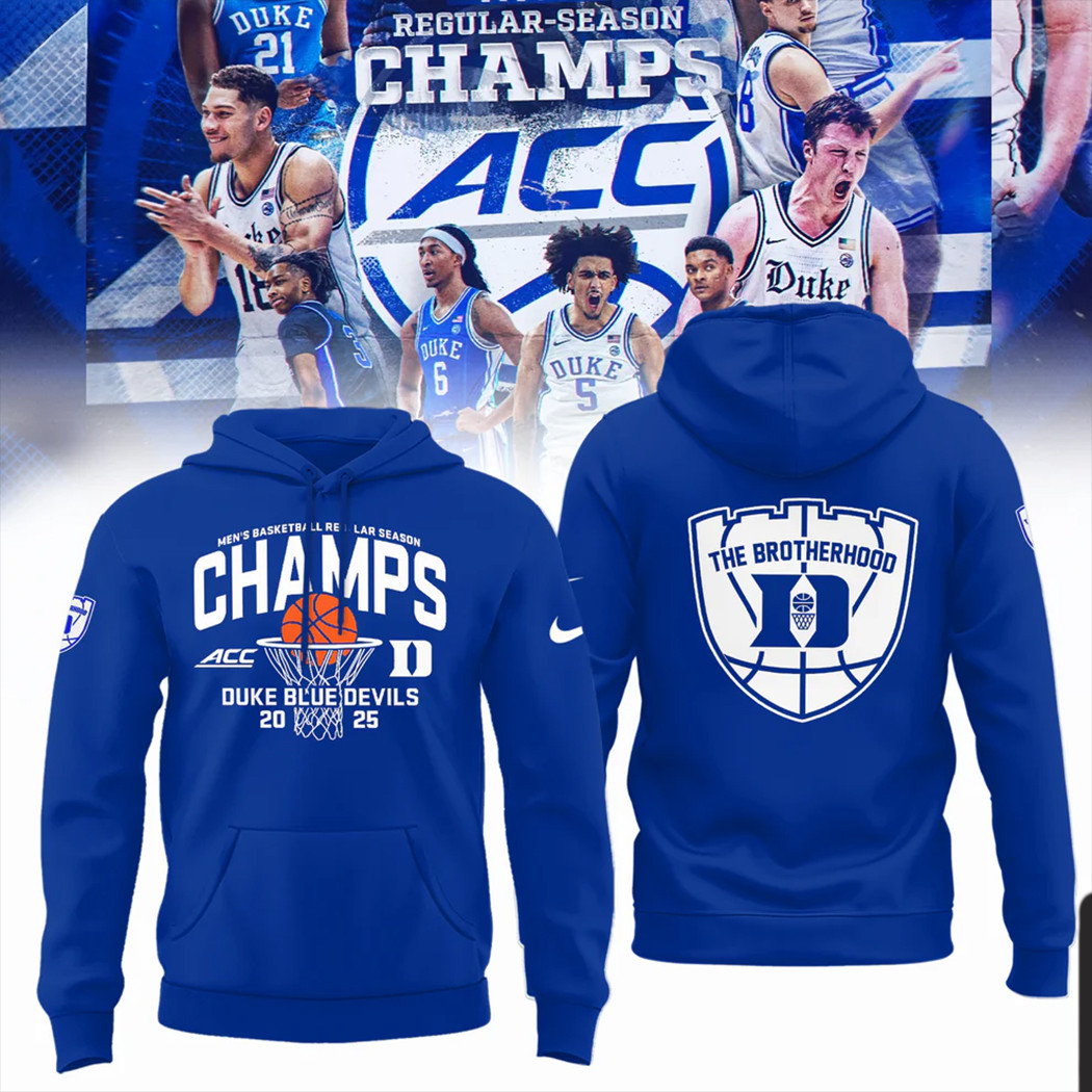 Duke Championship Hoodie Duke Blue Devils 2025 ACC Men's Basketball Regular Season Champions