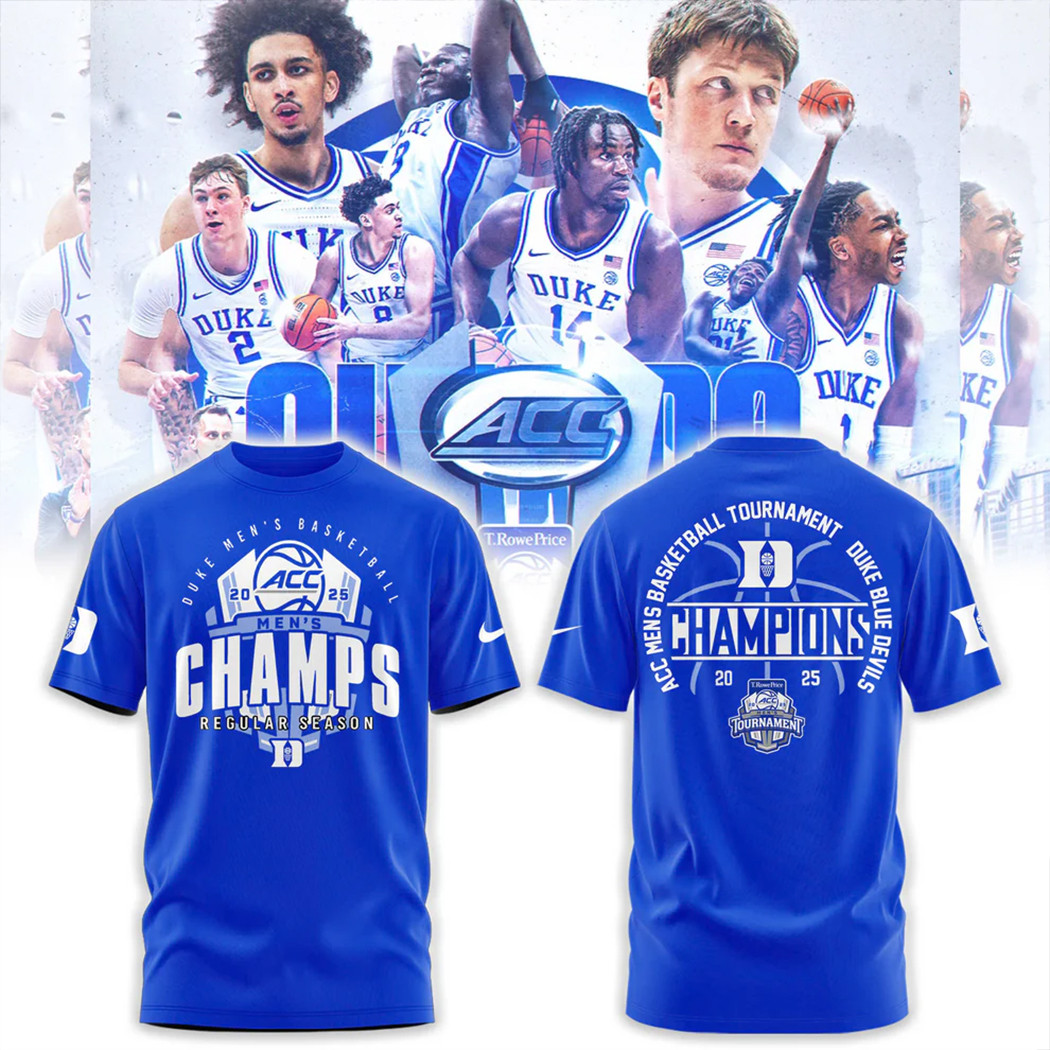 Duke Championship T-Shirt For Fans ACC Men's Basketball Conference Tournament Champions