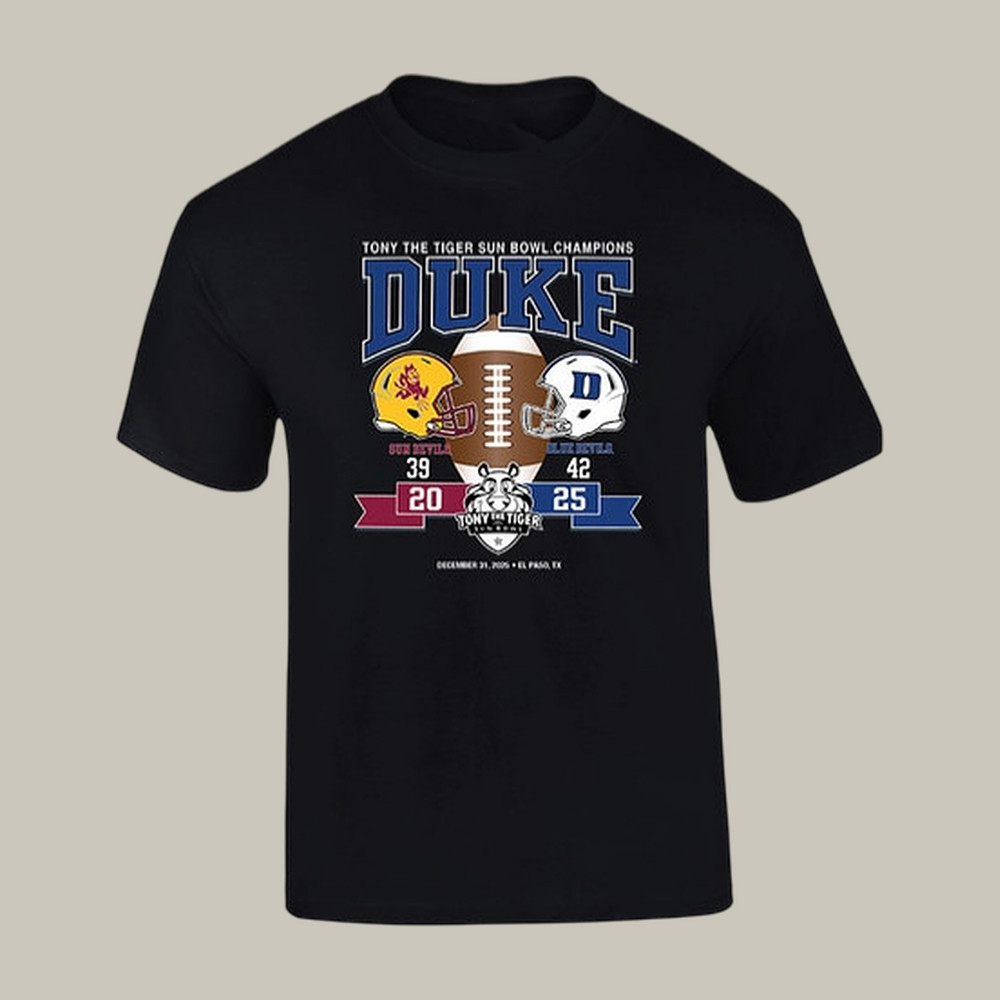 Duke Youth Sun Bowl Champs Score T-Shirt Duke Blue Devils Footbal Tee Gift For Boyfriend