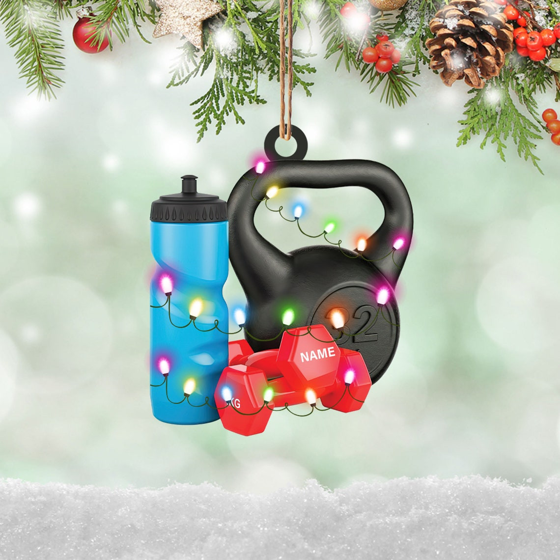 Dumbbell Christmas Ornament Gym Workout Christmas Ornament Fitness Ornament Body Builder Ornament Personal Trainer Ornament