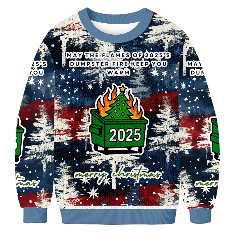 Dumpster Fire 2025 Christmas Ugly Sweater Holiday Apparel Christmas Gifts For Him