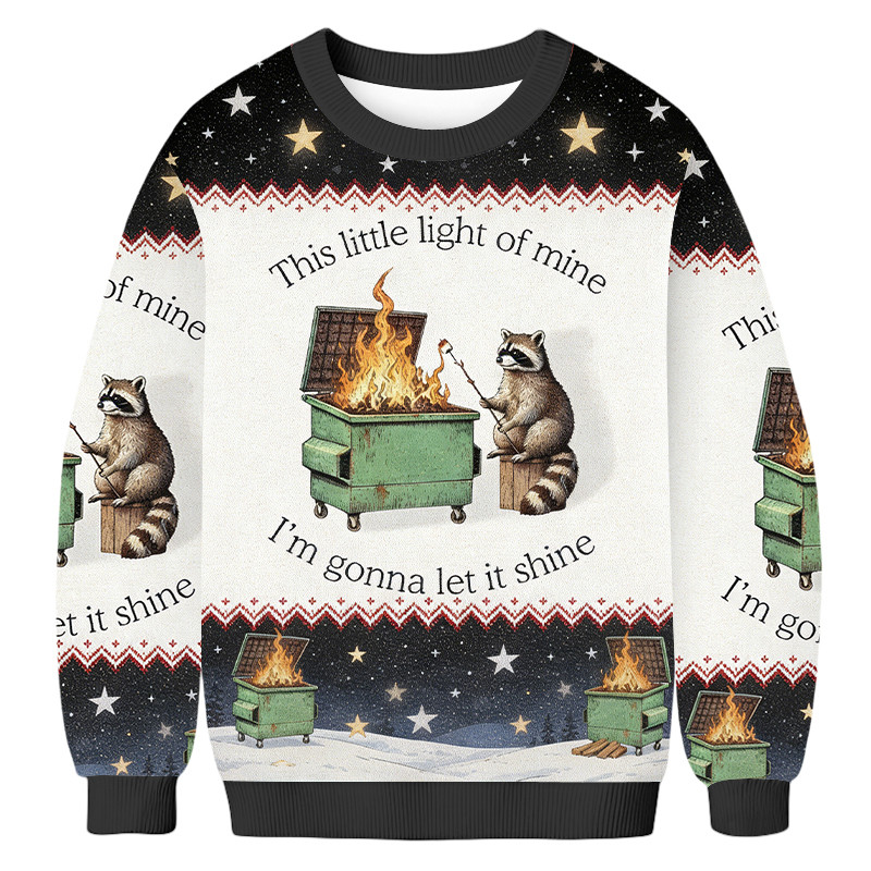 Dumpster Fire Raccoon Ugly Sweater Holiday Apparel Christmas Gift For Friend